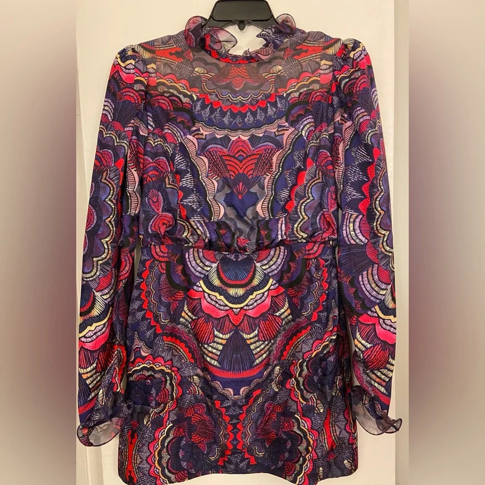 NWT Saloni Rina B Mini Dress Prism Crystalline Print Size 10 - Picture 4 of 9